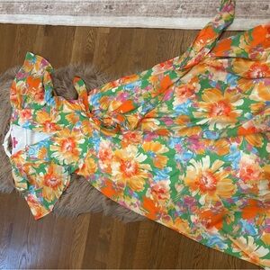Floral Orange and Green Dress